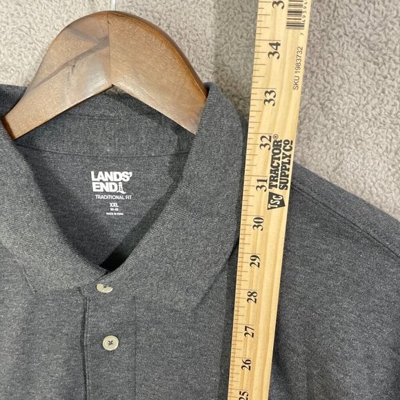 NWOT Land's End Men's XXL Long-Sleeve Polo Shirt Traditional Fit Dark Gray - Picture 5 of 8